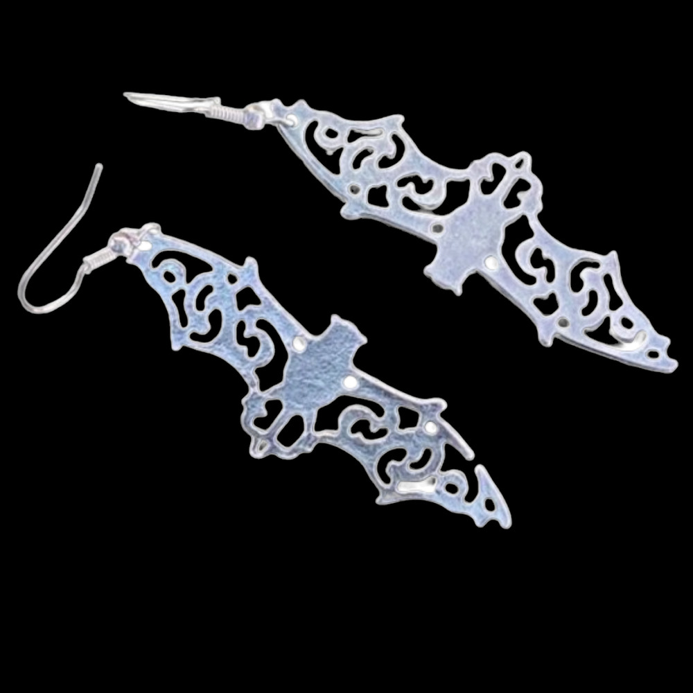 Halloween Earrings - Filigree Bat